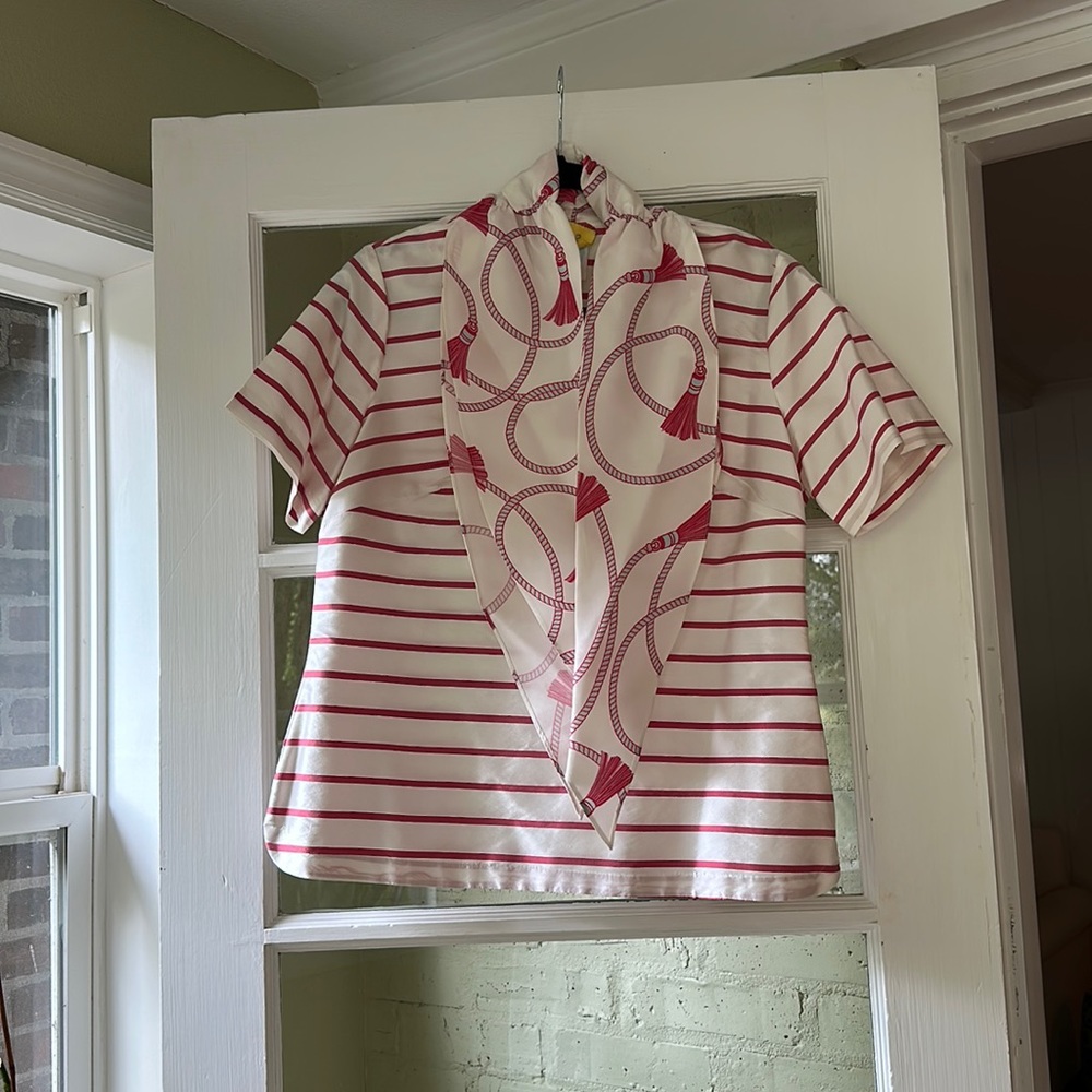 Devon Baer Silk top with scarf